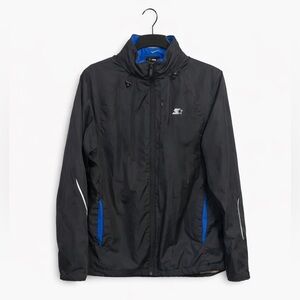 STARTER vintage jacket Full Zip Windbreaker Small Black Blue 100% Polyester